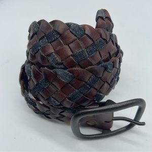 Gap Braided Leather Belt Chestnut Brown Denim Small